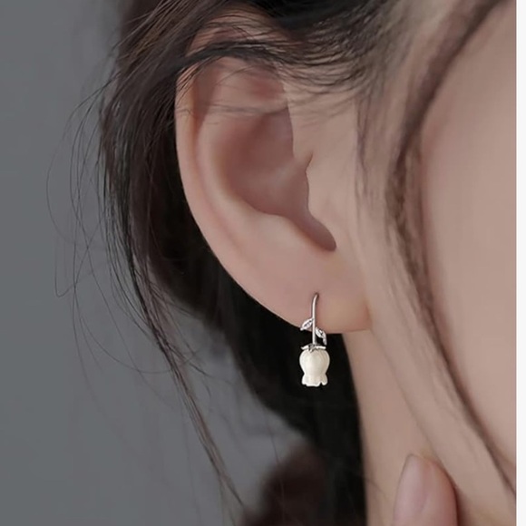 Sterling Silver 925 rose steam earrings - Picture 2 of 4